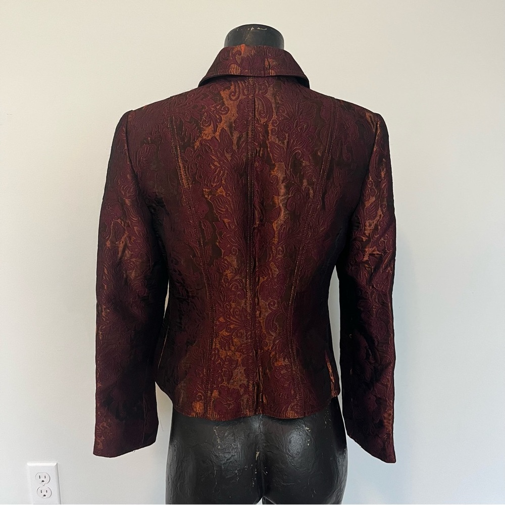 Burgundy fancy paisley blazer - Picture 3 of 5
